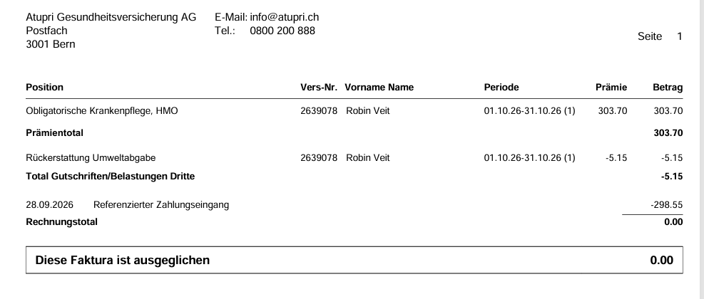 Atupri Police 2026 – 298.50 CHF